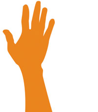 Graphic depicting a hand reaching upwards